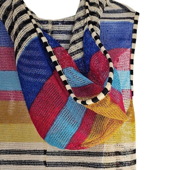 Mirror Image Swim Cover Up Womens Size Small Rainbow Mesh Hooded Pockets - Picture 3 of 10